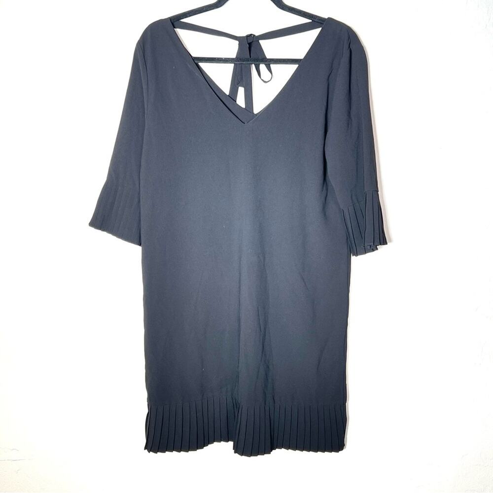An'ge black V-neck 3/4 sleeve shift dress size small S B107